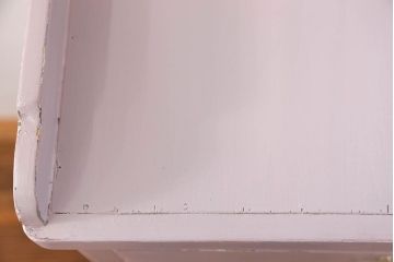 アンティーク家具　アンティークペイント　ダイヤガラスが入ったガラス取っ手の収納棚(デンタルキャビネット・ケビント)