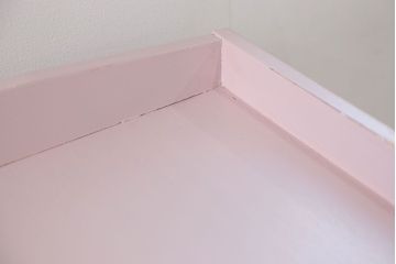 アンティーク家具　アンティークペイント　ダイヤガラスが入ったガラス取っ手の収納棚(デンタルキャビネット・ケビント)