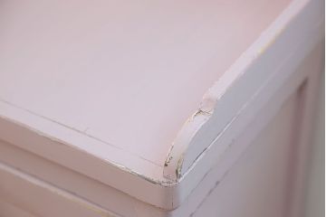 アンティーク家具　アンティークペイント　ダイヤガラスが入ったガラス取っ手の収納棚(デンタルキャビネット・ケビント)