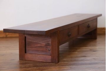 アンティーク家具　アンティーク 古い木の引き出し付き裁ち板(テレビボード、ローボード)