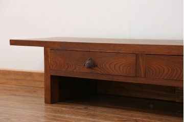 アンティーク家具　アンティーク 古い木の引き出し付き裁ち板(テレビボード、ローボード)