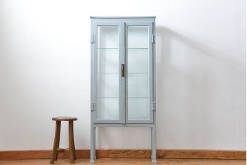 アンティーク家具　アンティークペイント 六面ガラスケビント(ガラスケース、ショーケース)