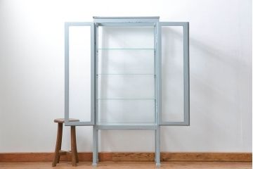 アンティーク家具　アンティークペイント 六面ガラスケビント(ガラスケース、ショーケース)