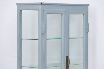 アンティーク家具　アンティークペイント 六面ガラスケビント(ガラスケース、ショーケース)