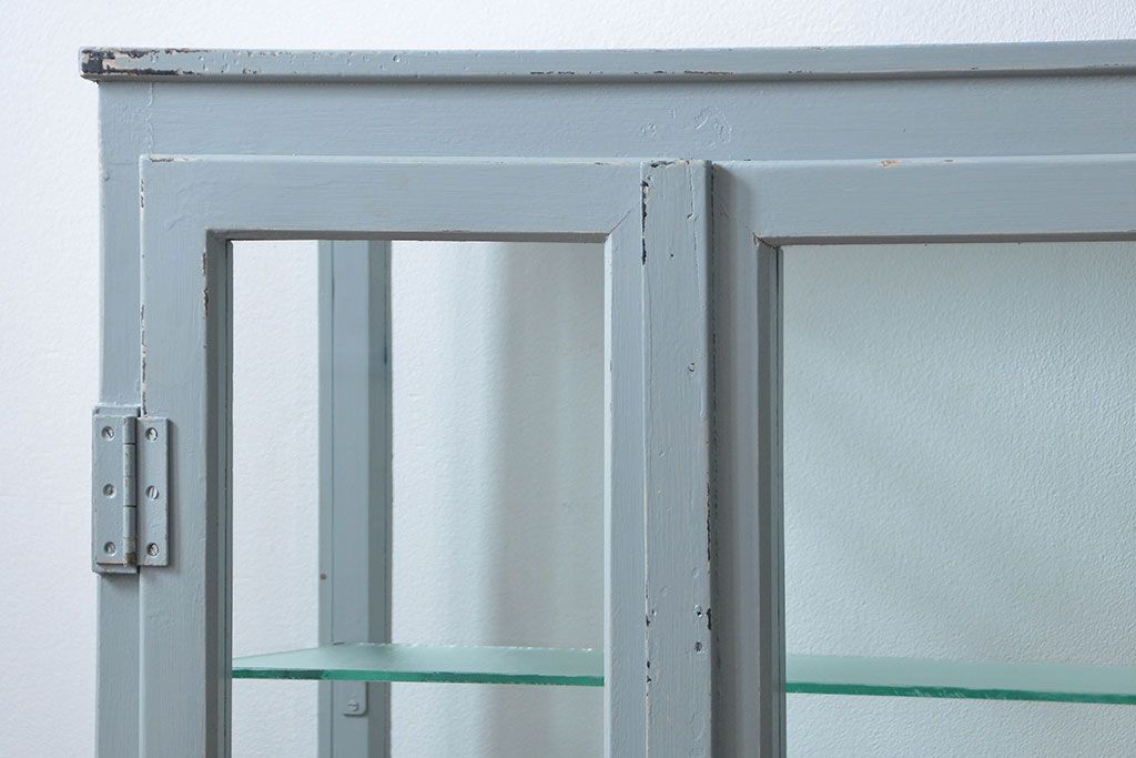 アンティーク家具　アンティークペイント 六面ガラスケビント(ガラスケース、ショーケース)