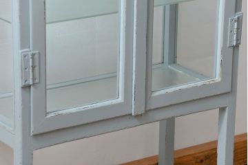 アンティーク家具　アンティークペイント 六面ガラスケビント(ガラスケース、ショーケース)