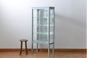 アンティーク家具　アンティークペイント 六面ガラスケビント(ガラスケース、ショーケース)