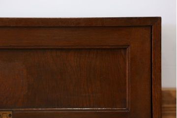 アンティーク家具　アンティーク 古いナラ材の上開き戸卓上本棚(書類棚、収納棚)