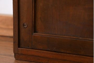 アンティーク家具　アンティーク 古いナラ材の上開き戸卓上本棚(書類棚、収納棚)