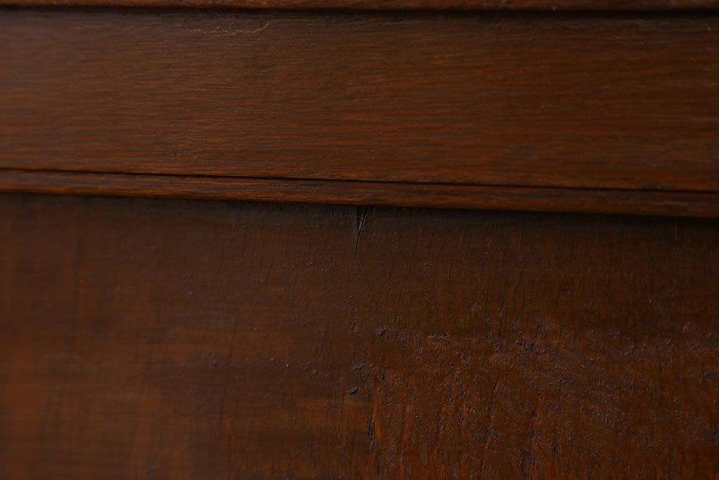 アンティーク家具　アンティーク 古いナラ材の上開き戸卓上本棚(書類棚、収納棚)