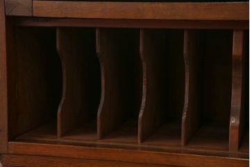 アンティーク家具　アンティーク 古いナラ材の上開き戸卓上本棚(書類棚、収納棚)