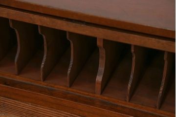 アンティーク家具　アンティーク 古いナラ材の上開き戸卓上本棚(書類棚、収納棚)