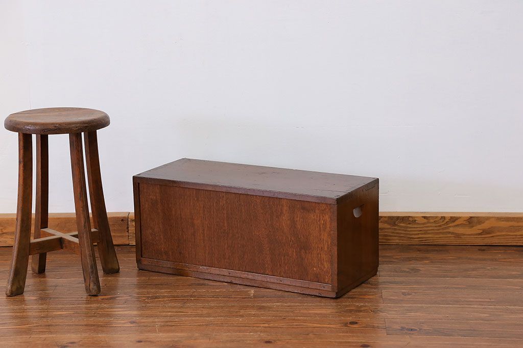 アンティーク家具　アンティーク 古いナラ材の上開き戸卓上本棚(書類棚、収納棚)