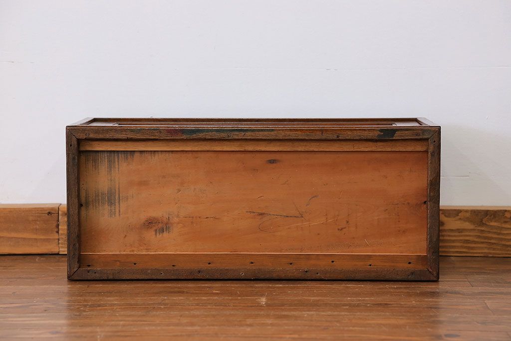 アンティーク家具　アンティーク 古いナラ材の上開き戸卓上本棚(書類棚、収納棚)