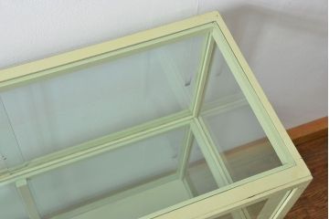 アンティーク家具　アンティークペイント!シンプルなガラスケース(ショーケース)