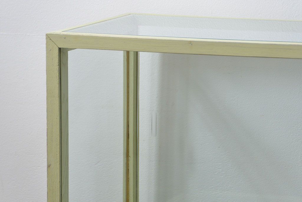 アンティーク家具　アンティークペイント!シンプルなガラスケース(ショーケース)