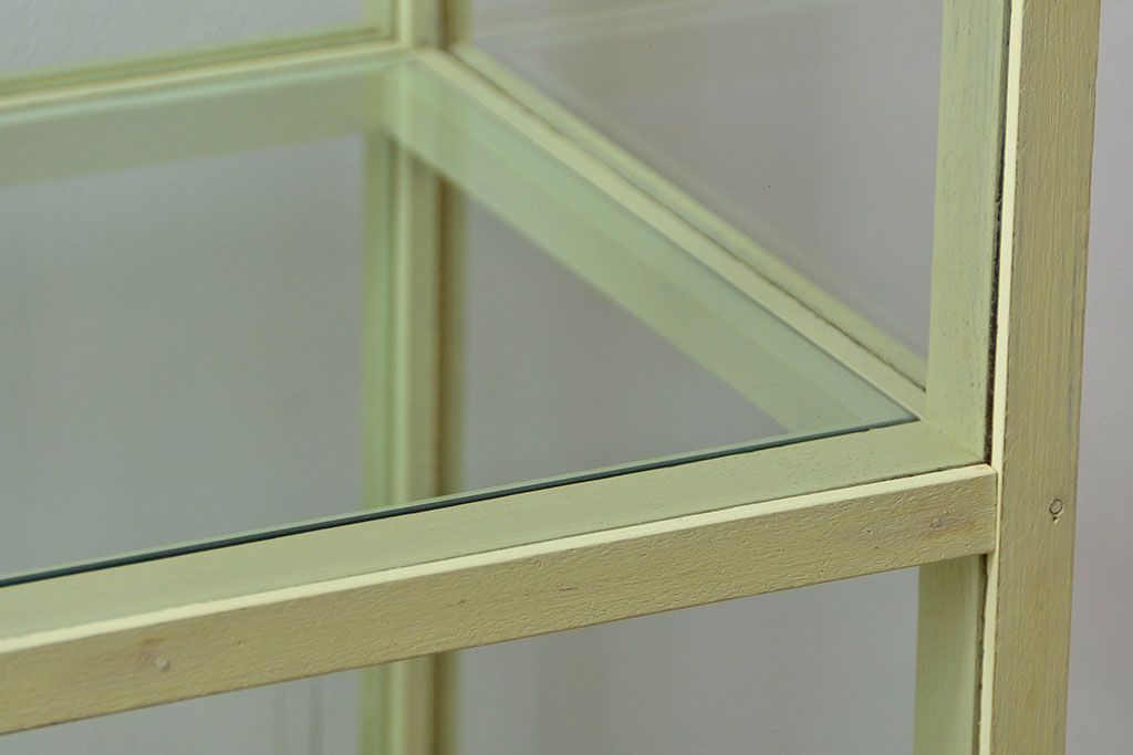 アンティーク家具　アンティークペイント!シンプルなガラスケース(ショーケース)