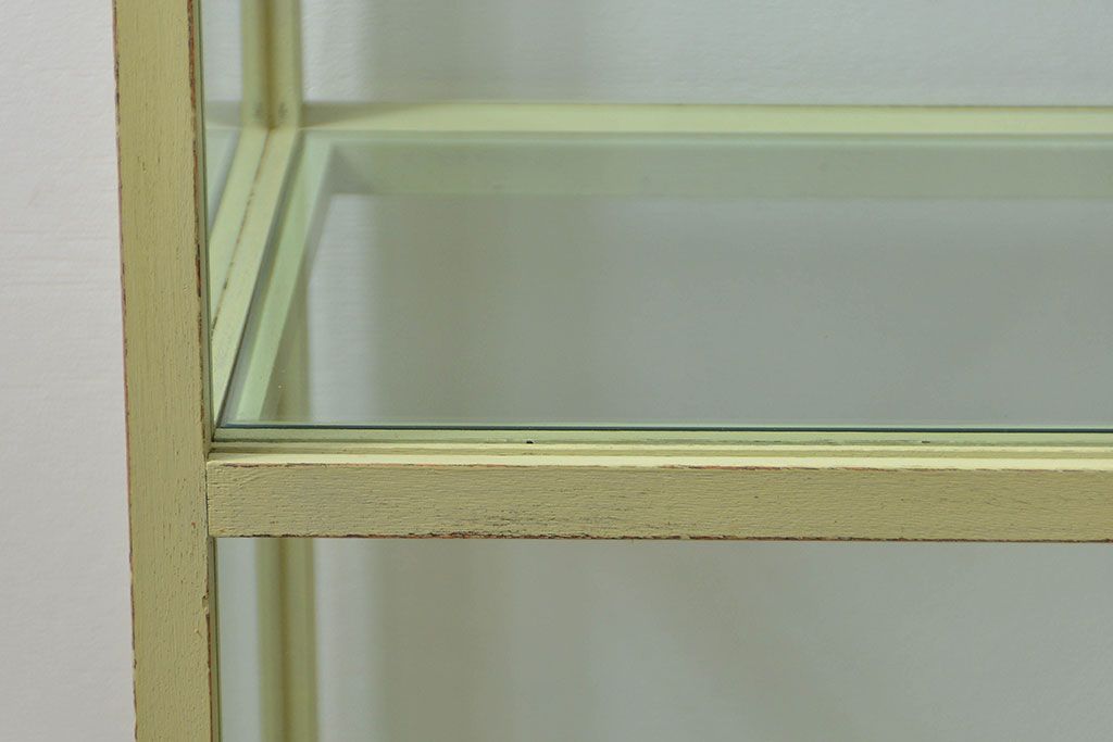 アンティーク家具　アンティークペイント!シンプルなガラスケース(ショーケース)