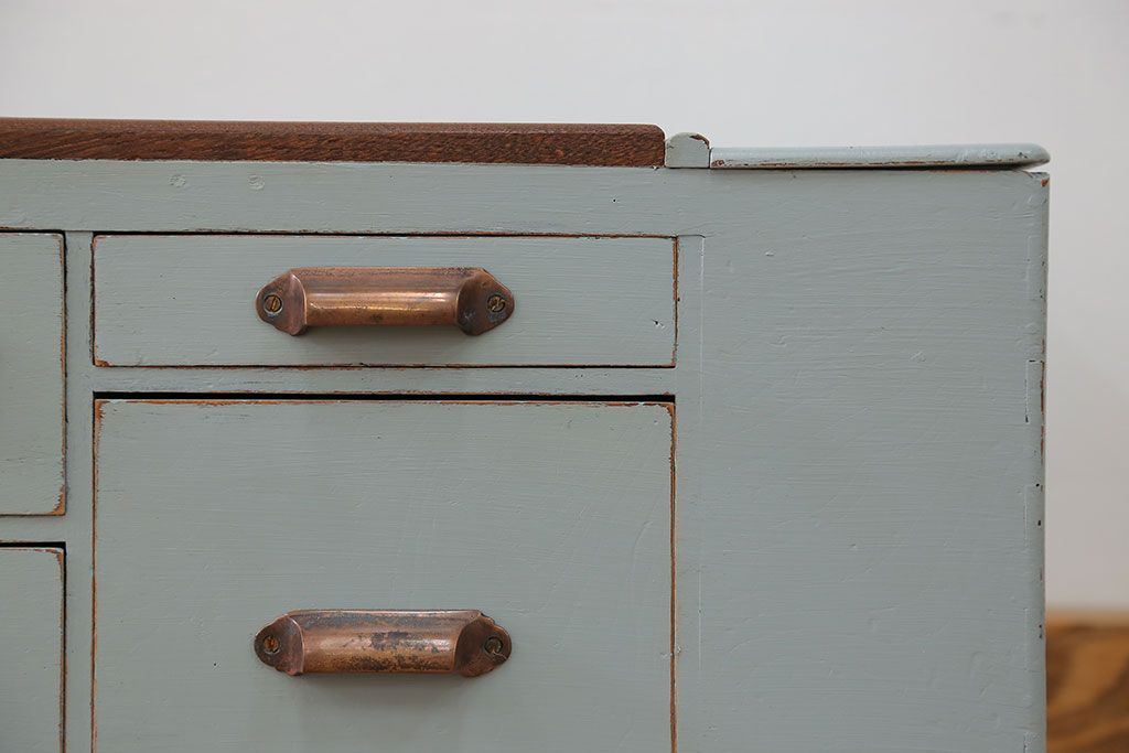 アンティーク家具　アンティークペイント 上蓋付き 5杯小引き出し