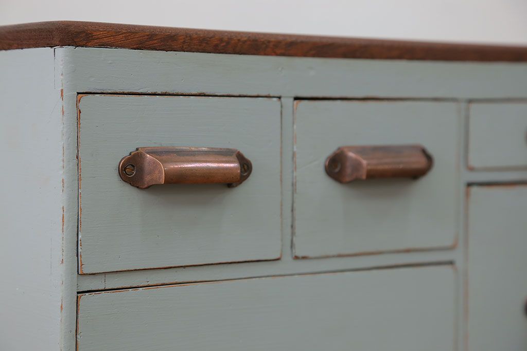 アンティーク家具　アンティークペイント 上蓋付き 5杯小引き出し