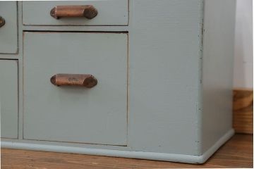 アンティーク家具　アンティークペイント 上蓋付き 5杯小引き出し