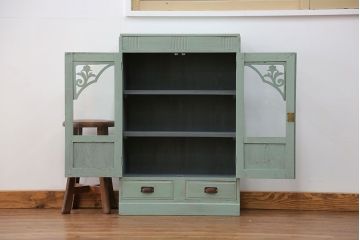 アンティーク家具　アンティークペイント 小振りなブックケース(本箱、収納棚)