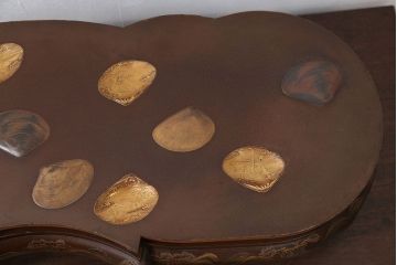 アンティーク雑貨　古民具・骨董 見絵風 金蒔絵 梨地の変わり型 花台(平台)