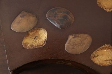 アンティーク雑貨　古民具・骨董 見絵風 金蒔絵 梨地の変わり型 花台(平台)