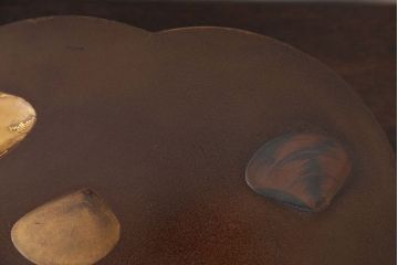 アンティーク雑貨　古民具・骨董 見絵風 金蒔絵 梨地の変わり型 花台(平台)