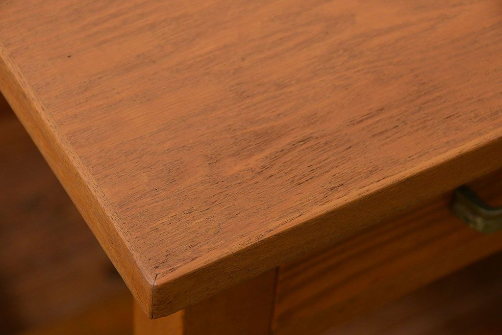 レトロ家具　昭和レトロ シンプルな片袖机(作業台、テーブル)