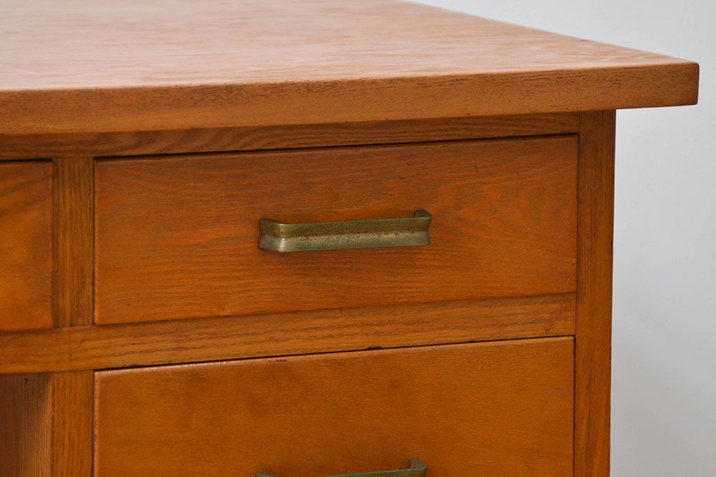 レトロ家具　昭和レトロ シンプルな片袖机(作業台、テーブル)