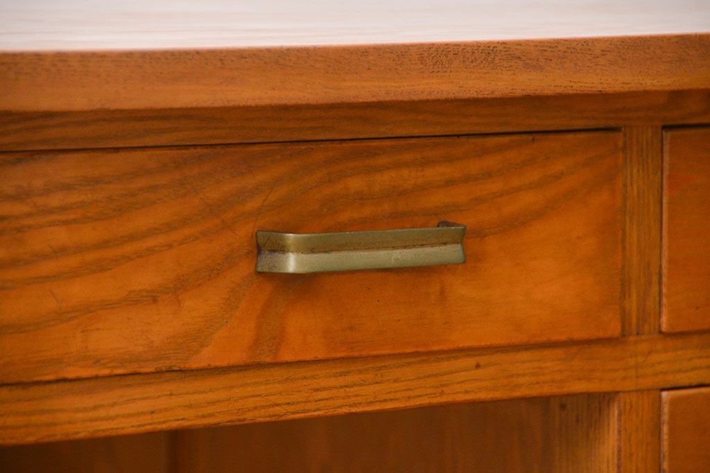 レトロ家具　昭和レトロ シンプルな片袖机(作業台、テーブル)