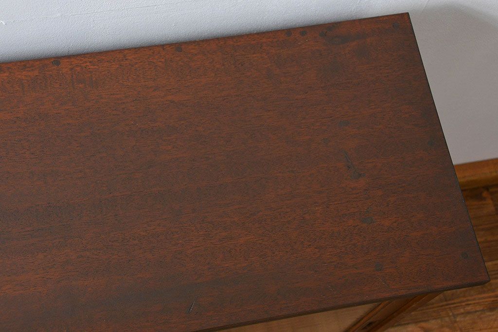 アンティーク家具　銀モールガラス入りのアンティーク収納棚(キャビネット、戸棚)