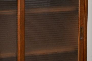 アンティーク家具　銀モールガラス入りのアンティーク収納棚(キャビネット、戸棚)