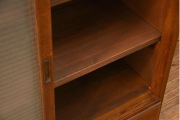 アンティーク家具　銀モールガラス入りのアンティーク収納棚(キャビネット、戸棚)