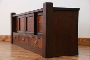 アンティーク家具　アンティーク 四枚引き戸の置き床(置床、和風ローボード)