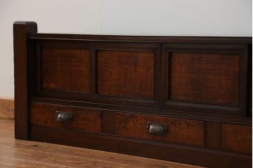 アンティーク家具　アンティーク 四枚引き戸の置き床(置床、和風ローボード)