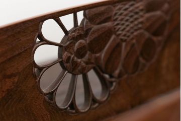 アンティーク雑貨　古民具・骨董 総桑材 江戸 指物 銀の隅金具付き 透かし彫り 煙草盆 2個セット(小物入れ)