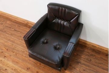 レトロ家具　昭和レトロ 1970年代 合皮製の1人掛けソファ(シングルソファ)(1)