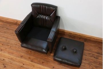 レトロ家具　昭和レトロ 1970年代 合皮製の1人掛けソファ(シングルソファ)(1)