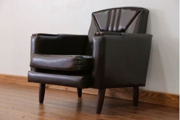 レトロ家具　昭和レトロ 1970年代 合皮製の1人掛けソファ(シングルソファ)(1)