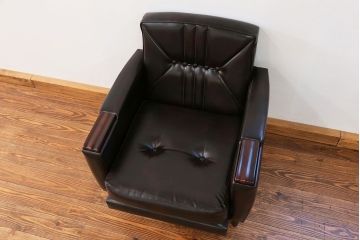 レトロ家具　昭和レトロ 1970年代 合皮製の1人掛けソファ(シングルソファ)(2)