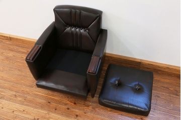 レトロ家具　昭和レトロ 1970年代 合皮製の1人掛けソファ(シングルソファ)(2)