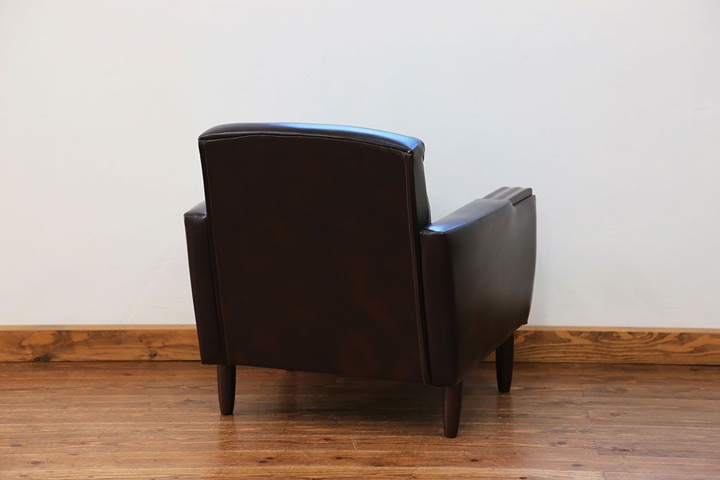 レトロ家具　昭和レトロ 1970年代 合皮製の1人掛けソファ(シングルソファ)(2)