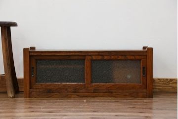 アンティーク家具　アンティーク ダイヤガラス入りの置き床(置床、ローボード、テレビボード)