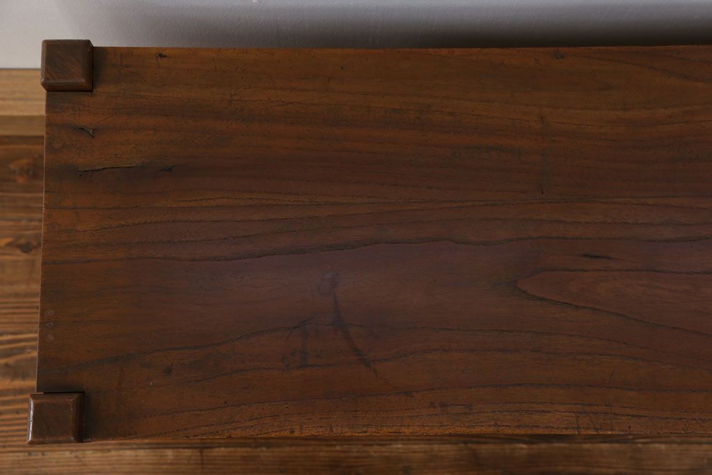 アンティーク家具　アンティーク ダイヤガラス入りの置き床(置床、ローボード、テレビボード)