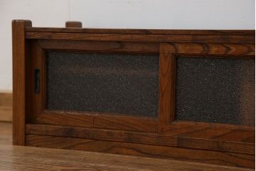 アンティーク家具　アンティーク ダイヤガラス入りの置き床(置床、ローボード、テレビボード)