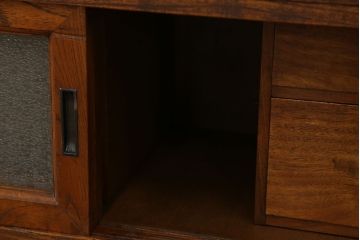 アンティーク家具　アンティーク ダイヤガラス入りの置き床(置床、ローボード、テレビボード)