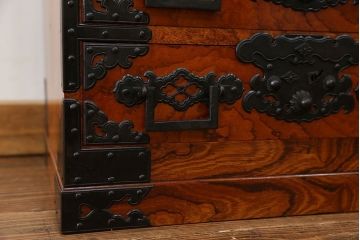 アンティーク家具　三方欅 木工作家 手打ち金具 佐渡帳場箪笥(船箪笥)