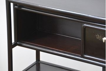 アンティーク家具　古民具・骨董 唐木製の蒔絵と螺鈿細工の飾り棚(茶棚)